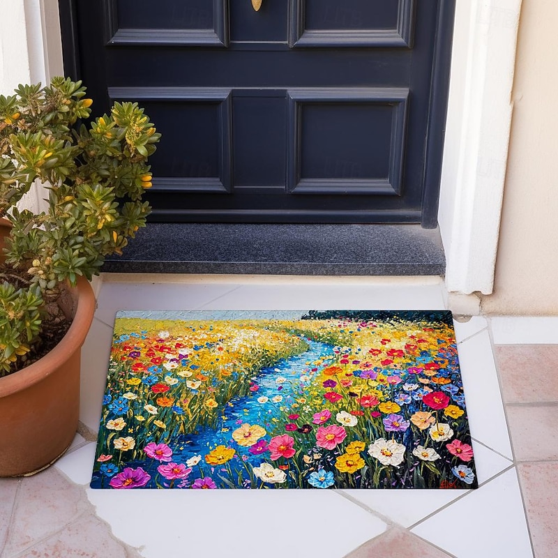 Colorful Painting Flowers Doormat Floor Mats Washable Rugs Kitchen Mat Non-Slip Oil Proof Rug Indoor Outdoor Mat Bedroom Decor Bathroom Mat Entrance Rug2