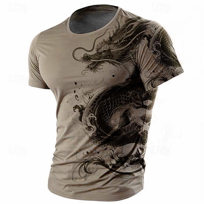 Men's Graphic Animal Dragon T Shirt Short Sleeve T shirt 3D Print Crew Neck Shirt Retro Vintage Casual Subculture Sports Outdoor Holiday Going out White Purple Brown Spring & Summer Clothing Apparel4