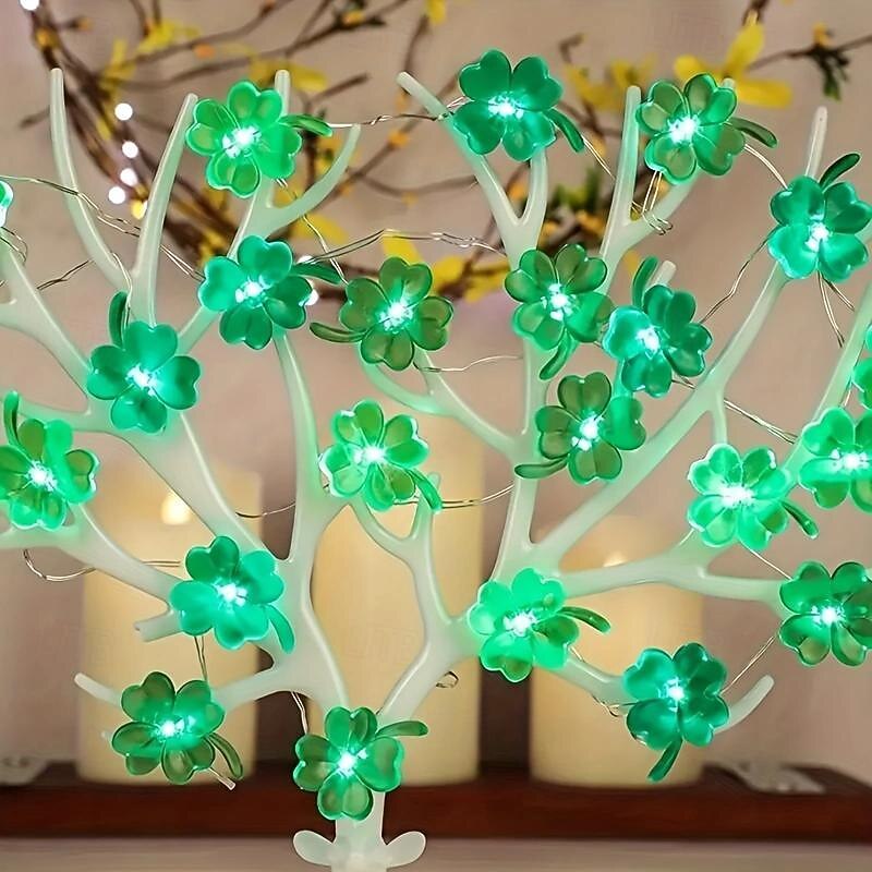 Elegant Wedding Party Reception St. Patrick's Day Shamrock String Lights – 20LED Battery Operated Green Fairy Lights for Irish Party Decor4