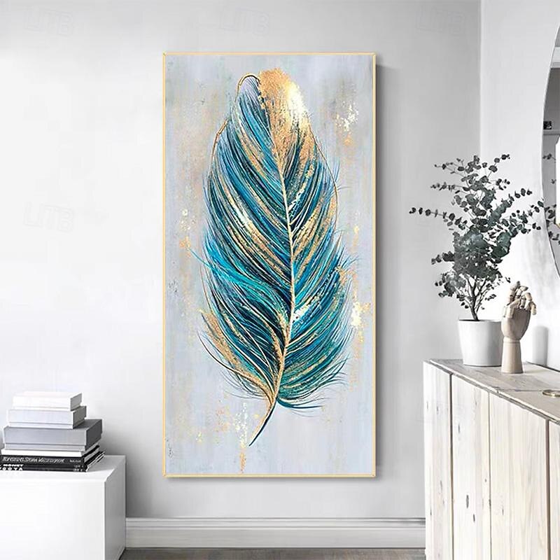 Abstract Gold Foil Feather Canvas Hand painted Oil Painting Modern Home Decor Nordic Living Room Bedroom Decoration Pictures Wall Decor No Frame3