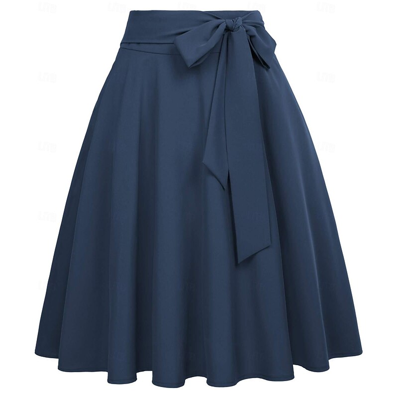 Women's High Waist A-Line Skirt Skater Flared Midi Skirt 1950s Retro Vintage Casual Daily Tea Party4