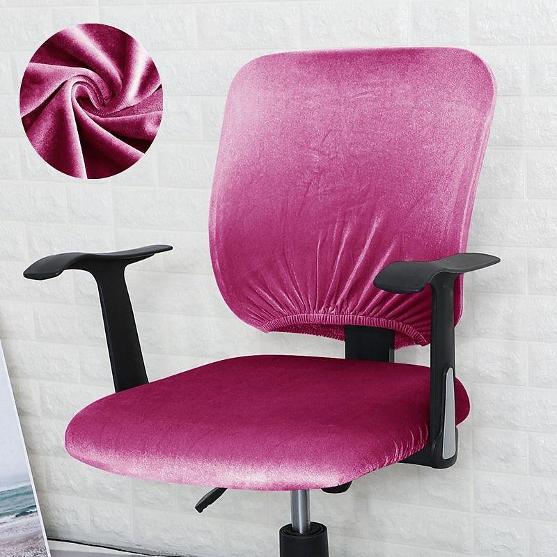 Velvet Office Chair Cover Computer Desk Chair Covers Stretch Spandex Anti-Dust Universal Split Rotating Swivel Chair Slipcover Protector 2 Pcs Set,Office Gift for Women Men