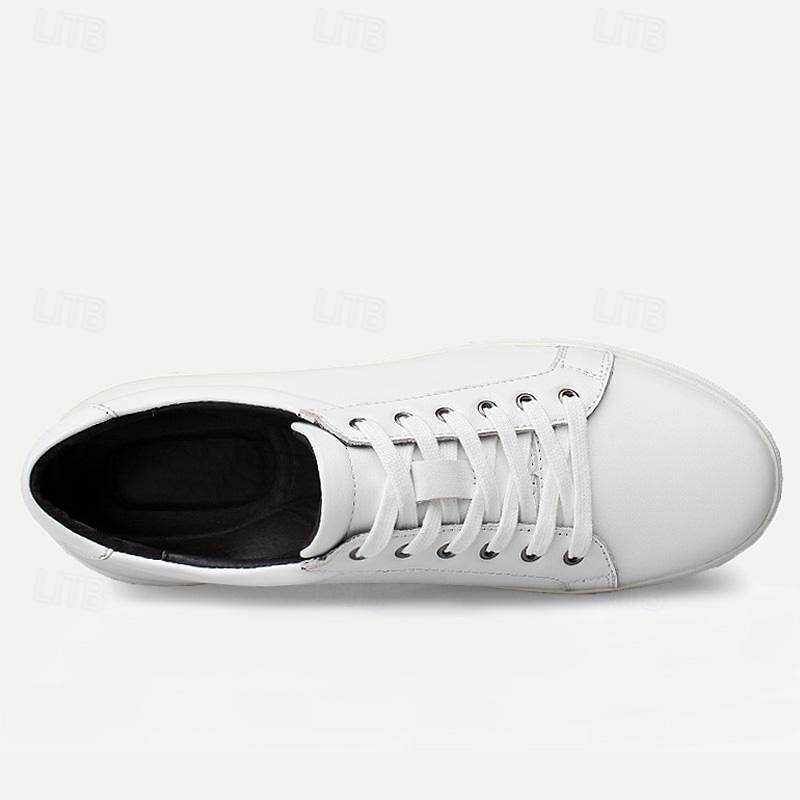 Men's Sneakers Dress Sneakers Leather Italian Full-Grain Cowhide Slip Resistant Lace-up Black White2