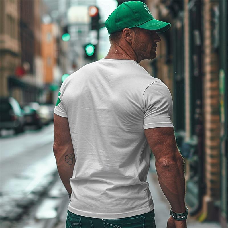 Men's Shamrock T Shirt Tee Top Cotton Short Sleeve Graphic Shirt Black White Comfortable Tee St.Patrick's Day Holiday Fashion Designer Clothing2