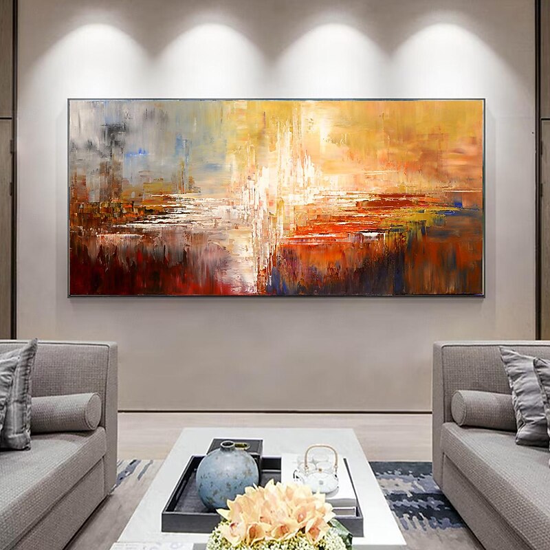 Handmade Oil Painting  Canvas wall Art Decoration  Abstract Knife Painting  Sun Gold For Home Decor Rolled Frameless Unstretched Painting4