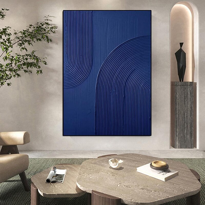 Hand painted  3D Wall Art blue minimalism texture painting handmade blue wall art blue textured oil painting Wall Art painting Large blue abstract knife painting ready to hang or canvas3