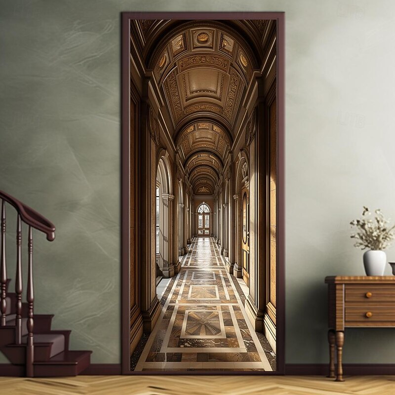 European Porch Door Covers Mural Decor Door Tapestry Door Curtain Decoration Backdrop Door Banner Removable for Front Door Indoor Outdoor Home Room Decoration Farmhouse Decor Supplies2