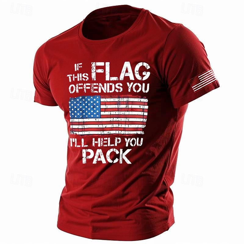 Veterans Day Men's Patriot Patriotic Veteran American Flag T shirt Tee Top Cotton Short Sleeve Graphic Shirt Black Red Army Green Comfortable Tee Street Holiday Fashion Designer2