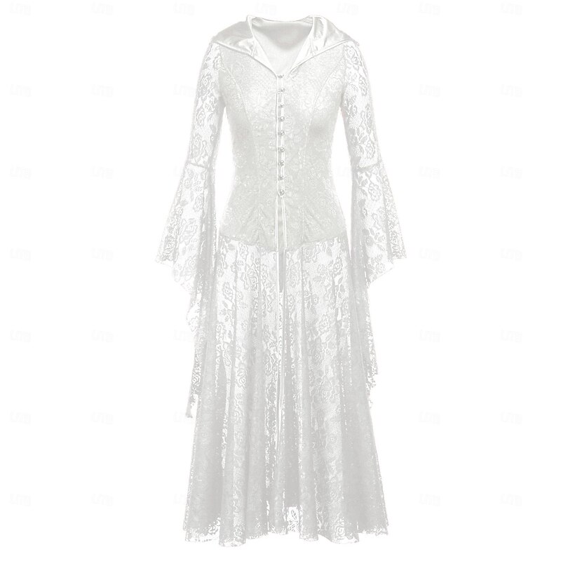 Retro Vintage Punk & Gothic Medieval Dress Masquerade Goth Girl Lace Solid Colored Fancy Dress Women's Fantasy Halloween Carnival Masquerade Party / Evening Festival Adults' Dress4