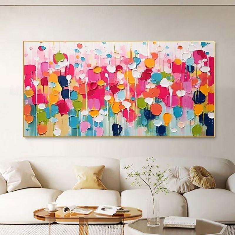 Handmade Oil Painting Canvas Wall Art Decoration Abstract Colorful Thick Oil for Home Decor Rolled Frameless Unstretched Painting