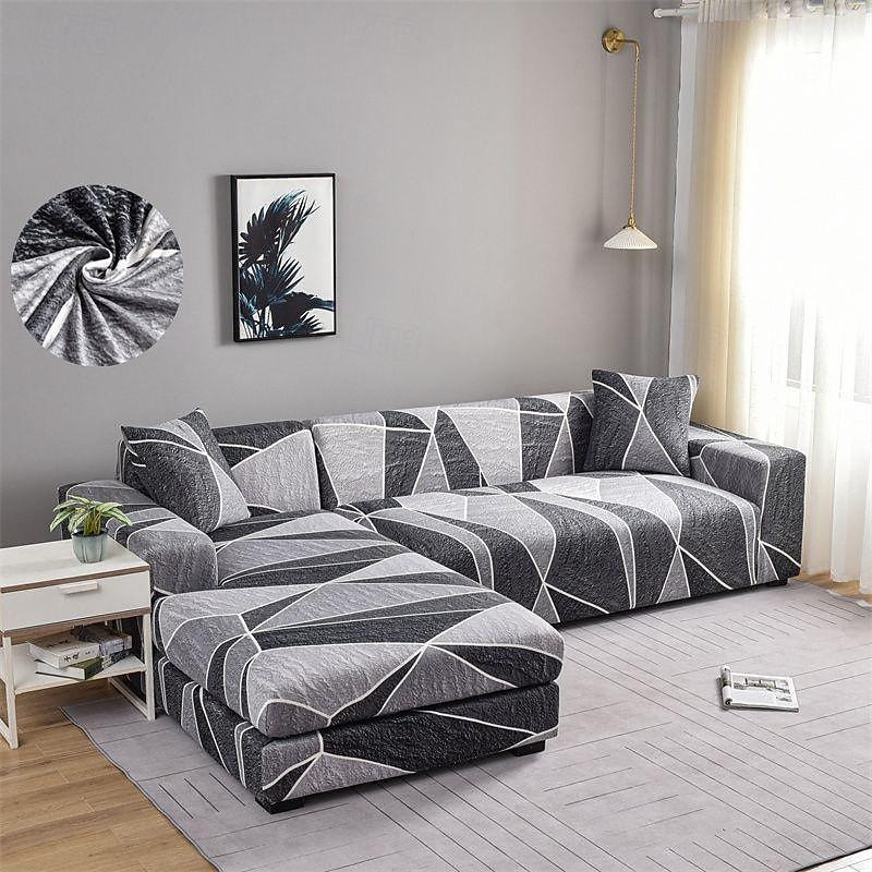 Geometric Printed Sofa Cover Stretch Slipcovers Soft Durable Couch Cover 1 Piece Spandex Fabric Washable Furniture Protector fit Armchair Seat/Loveseat/Sofa/XL Sofa/L Shape Sofa