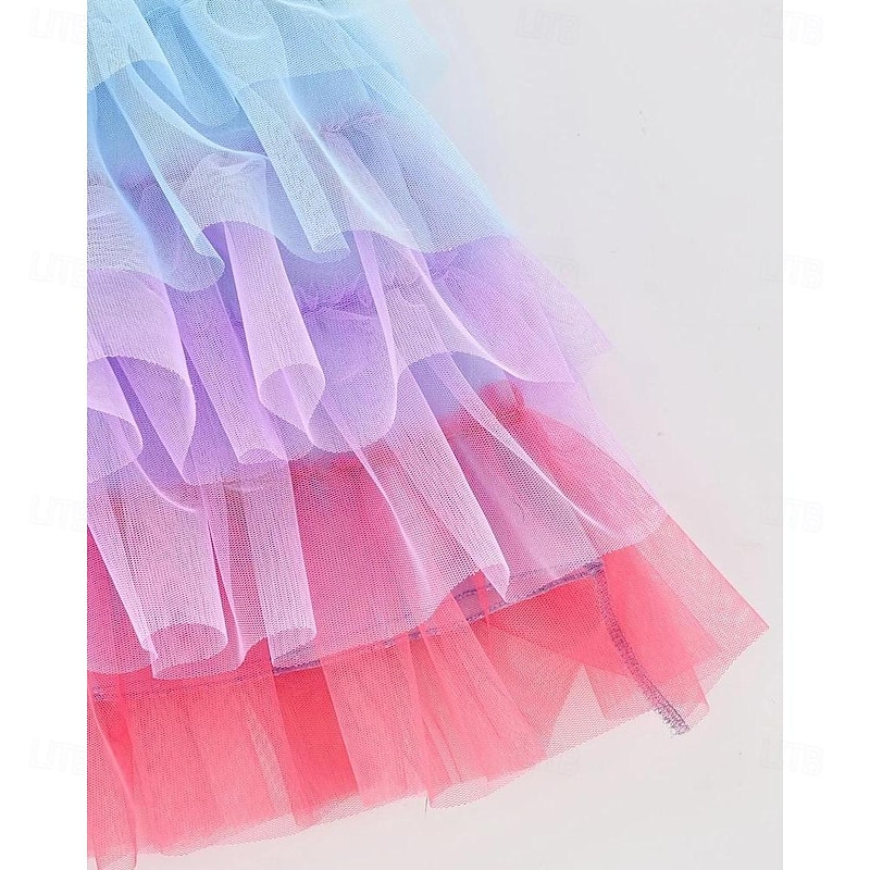 Elegant Girls' Mermaid-Style Princess Dress Eye-Catching Color Block Detail & Comfortable for Special Occasions, Birthday & Pageants, Easy to Care for (Hand Wash), Perfect for Kids 3-7 Years3