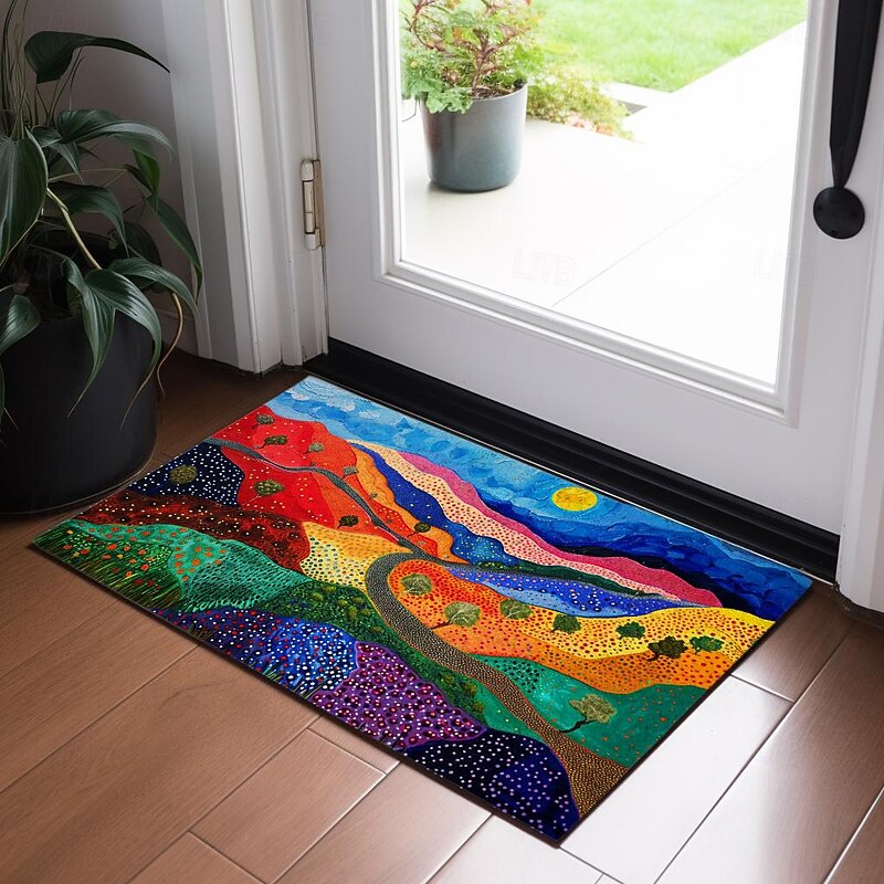 Flower Landscape Doormat Floor Mats Washable Rugs Kitchen Mat Non-Slip Oil Proof Rug Indoor Outdoor Mat Bedroom Decor Bathroom Mat Entrance Rug3