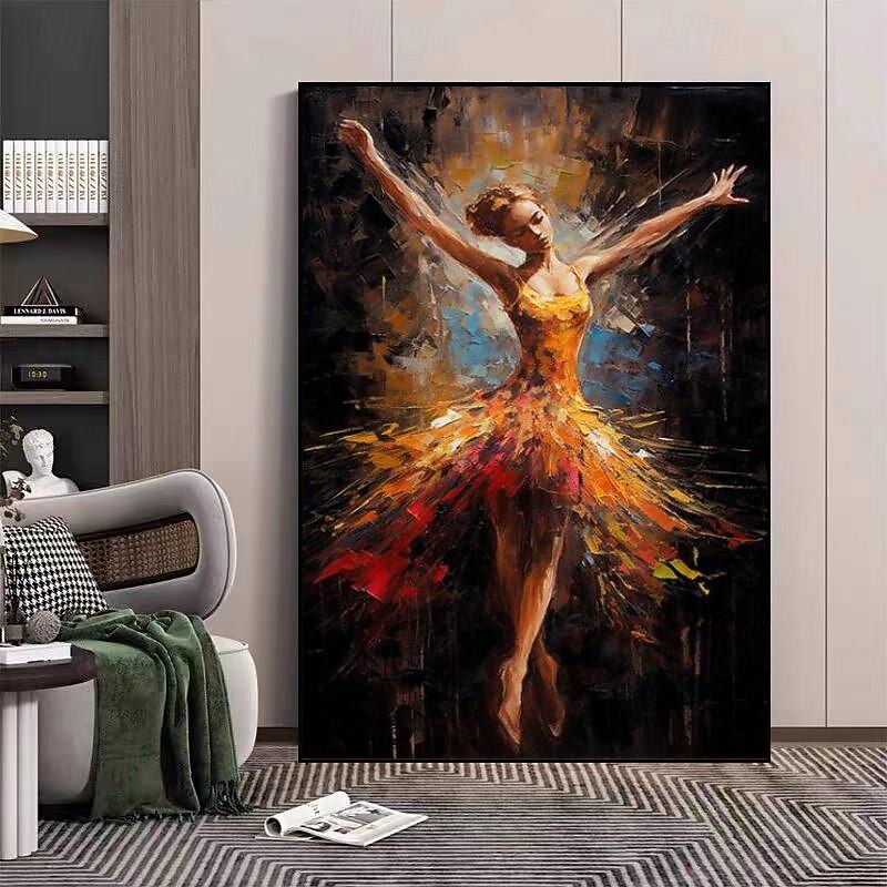 Original Ballet Dancer Hand painted Oil Painting On Canvas Large Wall Art Abstract Knife Textured Gril Oil Painting Living Room Wall Decor Gift No Frame