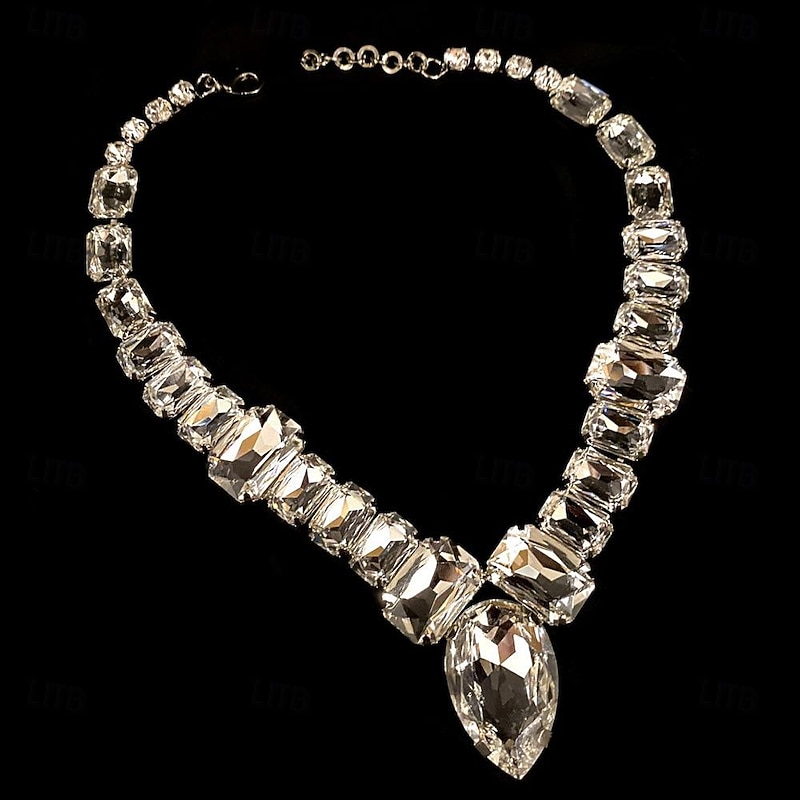 Pendant Necklace Rhinestones Women's Fashion Luxury Transparent Wedding Drops Necklace For Wedding Party3