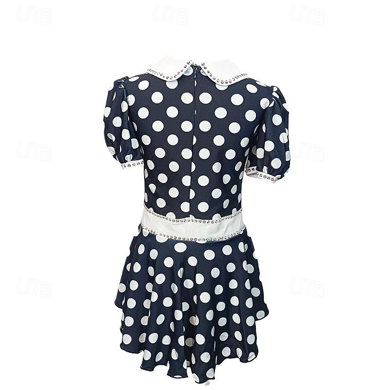 Figure Skating Dress Women's Girls' Ice Skating Dress Multi color Patchwork Halo Dyeing Spandex Stretchy Training Practice Professional Skating Wear Crystal / Rhinestone Short Sleeve Ice Skating2