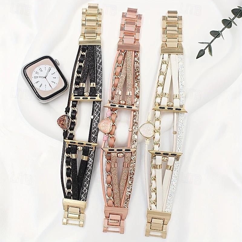 Handmade Braided Rope Compatible with Apple Watch band 38mm 40mm 41mm 42mm 44mm 45mm Braided Leather Fabric Strap Replacement Wristband for iwatch Series 9 8 7 6 5 4 3 2 1 SE3