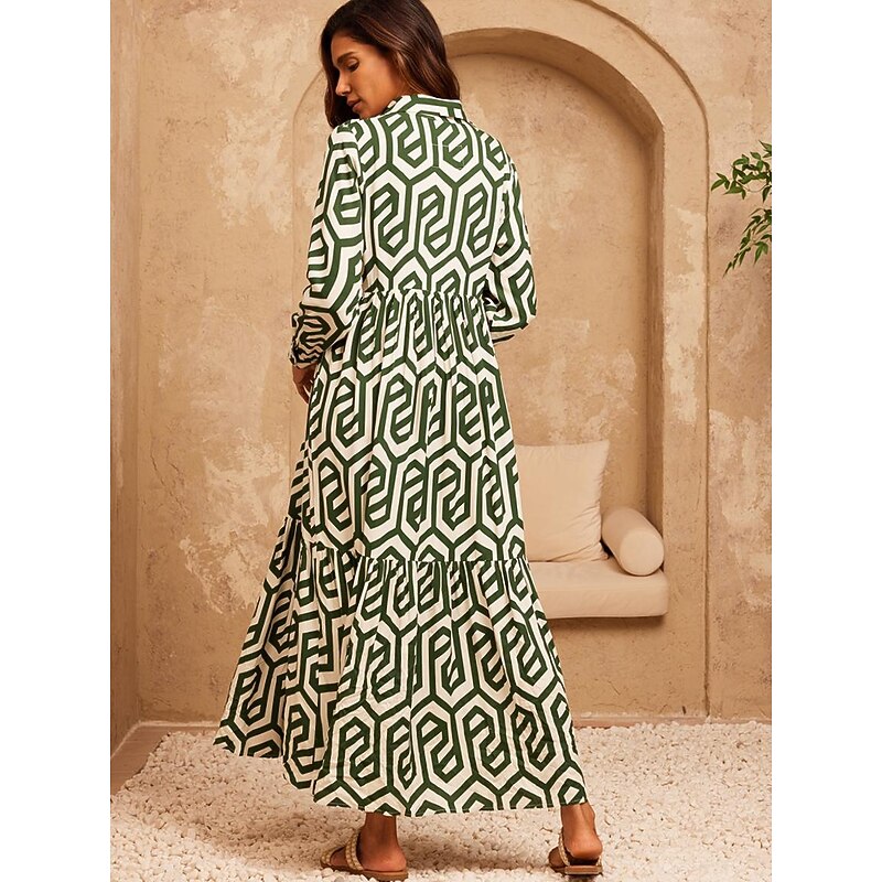 Geometric Print Maxi Dress Resort Wear2