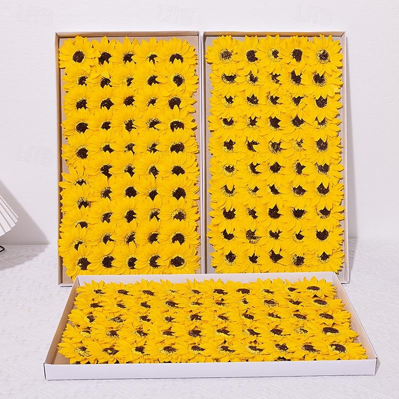 Women's Day Gifts 9 Pcs Sunflower Head Soap Flower Soap Flower Sunflower with Base Simulation Flower Vietnam Valentine's Day Mother's Day Gifts for MoM