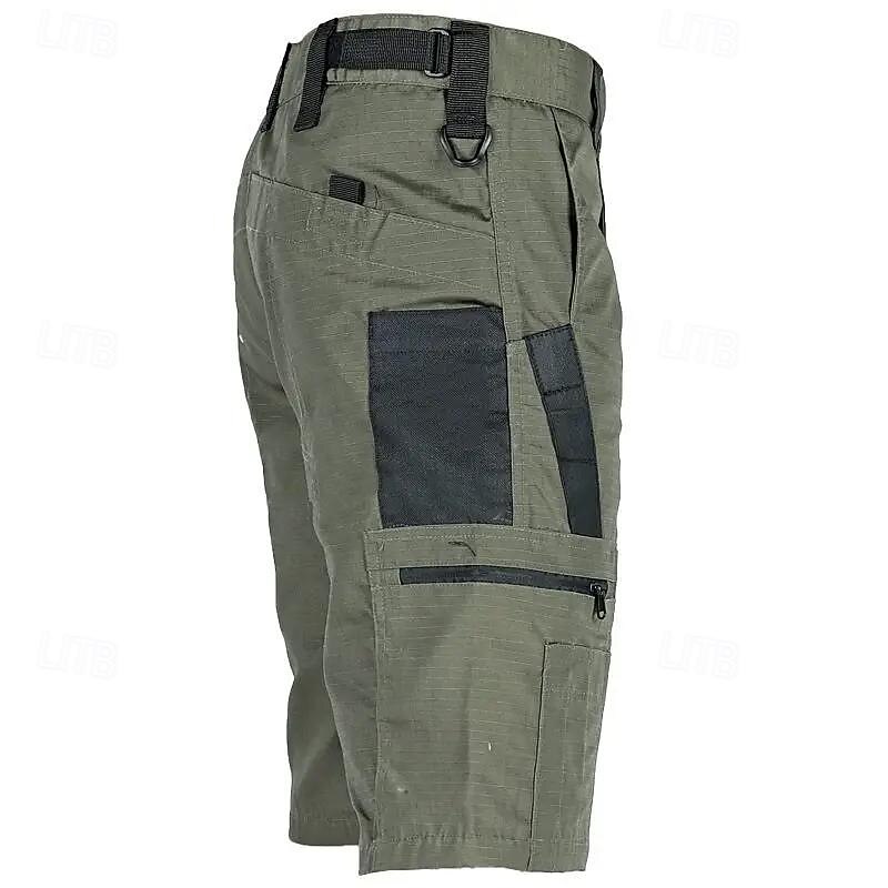 Men's Tactical Shorts Cargo Shorts Shorts Buttons Multi Pocket Color Block Comfort Wearable Short Casual Daily Holiday Fashion Classic Black Green4