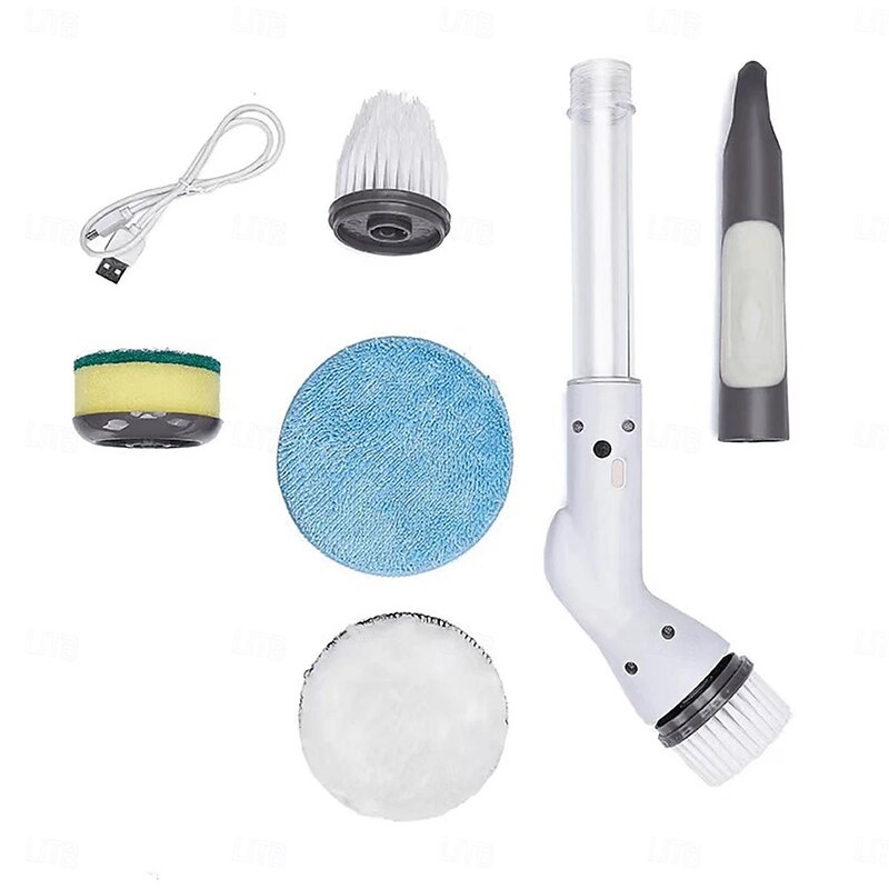 Electric Spin Scrubber With 5/6 Replaceable Brush Head Power Cordless Bathroom Scrubber With Adjustable Long Handle Rechargeable Shower Scrubber Bathroom Kitchen Bathtub Tile Shower Car Cleaning4