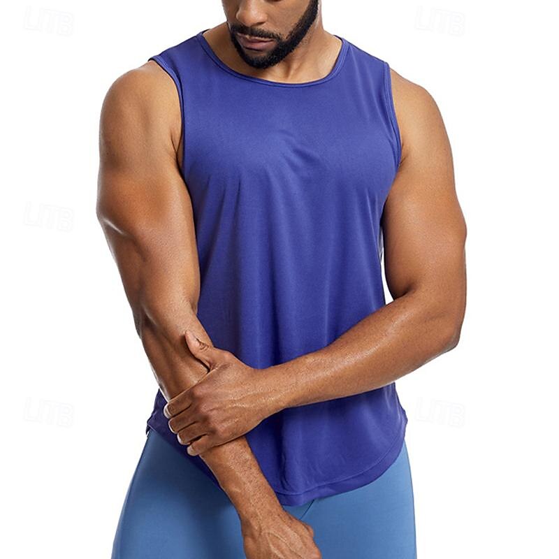 Men's Tank Top Fitness Tank Tank Undershirt Crew Neck Sleeveless Sport Casual Daily Gym Breathable Soft Plain Black Yellow Activewear Fashion Basic2