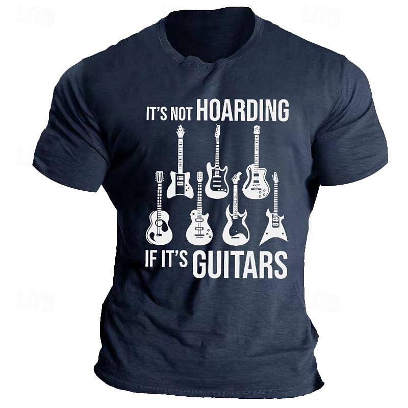 Men's Graphic T-Shirt: Funny 'It's Not Hoarding If It's Guitars' Music Tee for Guitar Lovers, Hobby Lifestyle Gift