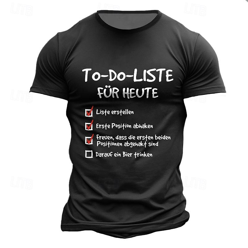 Men's Funny To-Do List T-Shirt - Hilarious Beer Humor Sarcastic Productivity Graphic Short Sleeve Top