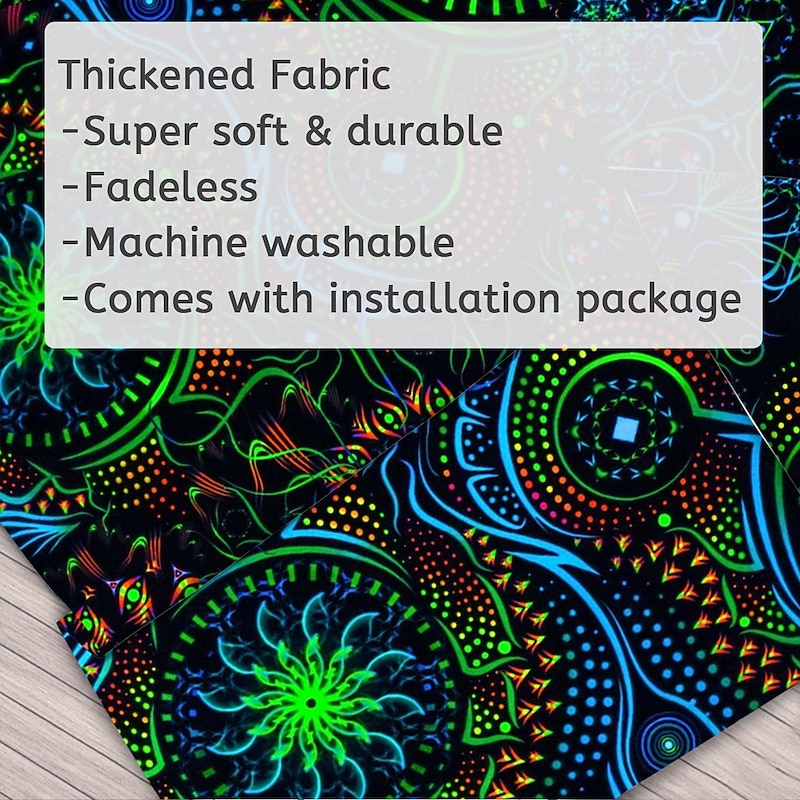 Blacklight Tapestry UV Reactive Glow in the Dark Glow Party Neon Psychedelic Trippy Misty Hanging Tapestry Owl Wall Art Mural for Living Room Bedroom2