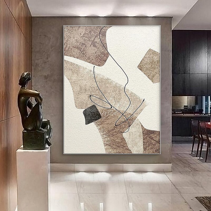 handmade Colors Knife Painting Canvas Wall Art Line Texture oil painting Handmade Modern Decor  Large Abstract Brown Thick Acrylic painting wall Picture for wall decoration