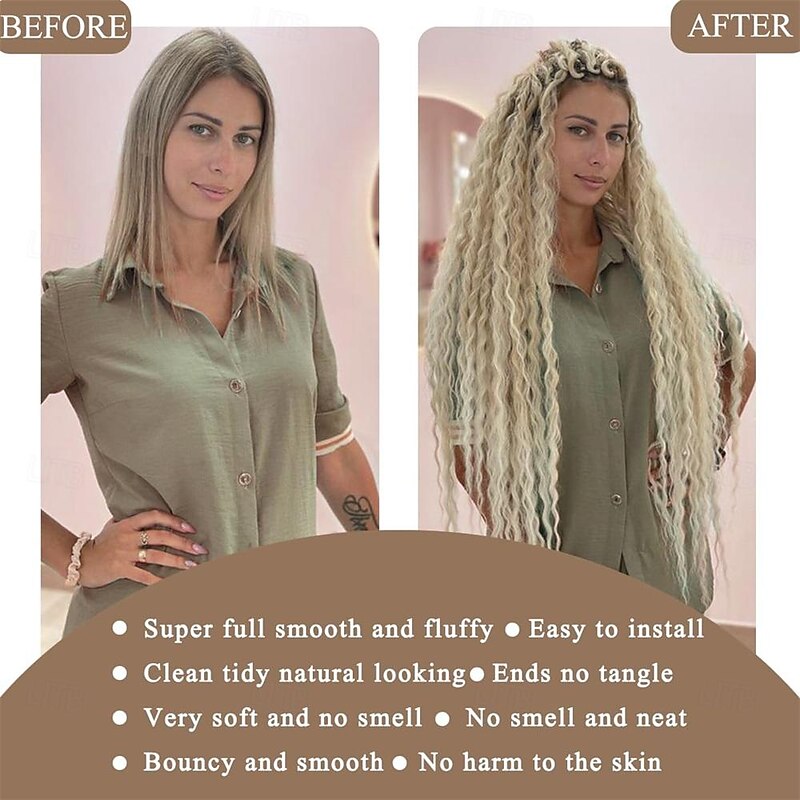 24 Inch Synthetic Wavy Dreadlock Extensions 20 Strands 0.6 cm Soft Thin SE Dread Extensions Handmade Reggae Crochet Hair Hip-Hop Style Pre Looped Dreadlock Extensions for Women 27/613#4