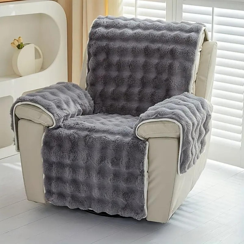 Soft Plush Sofa Cover Recliner Covers Thick Shaggy Fuzzy Sectional Couch Cover 4 Pcs Set,Non-Slip Sofa Slipcover Furniture Protector for Kids, Pets 10