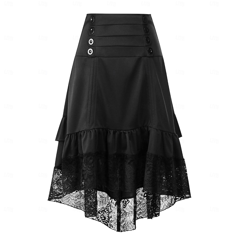 Retro Vintage Medieval Renaissance Skirt Pirate Lace Flounced Asymmetric Hem Plain Fancy Dress Women's Pirate Fantasy Steampunk Masquerade Party / Evening Adults' Skirts3