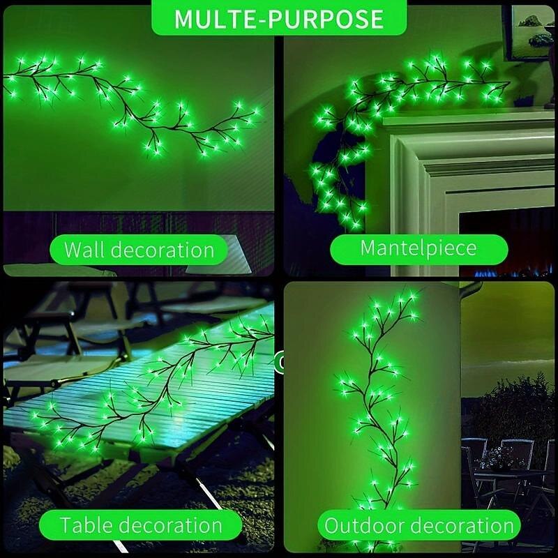 St. Patrick's Day Green Decorative Light String 96 Beads USB Power 8 Modes3