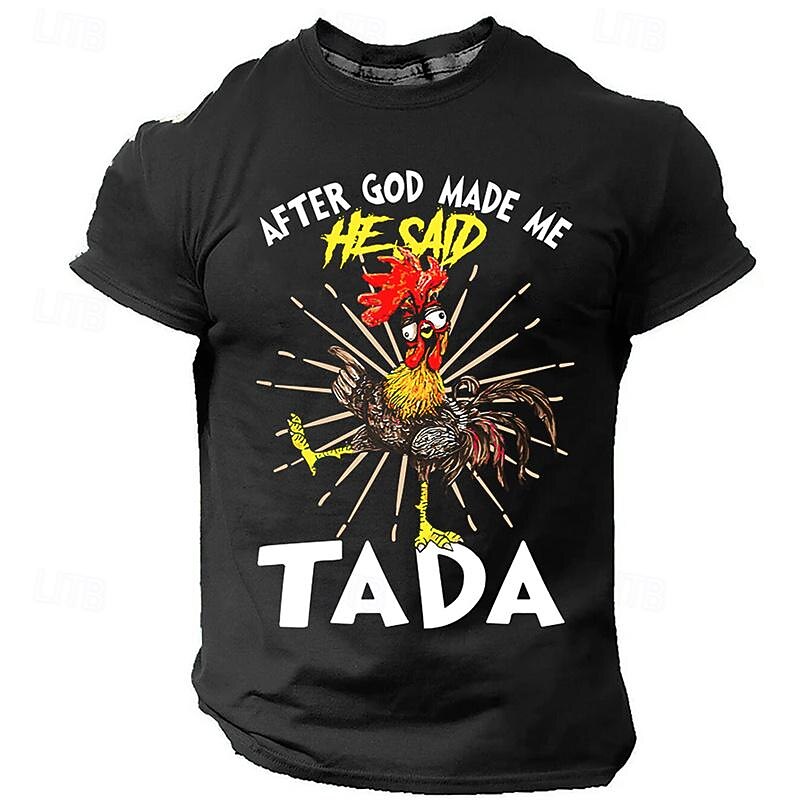 Men's Graphic Rooster T Shirt Short Sleeve T shirt 3D Print Crew Neck Shirt Designer Casual Street Style Sports Outdoor Holiday Going out Black Purple Army Green Spring & Summer Clothing Apparel S M2