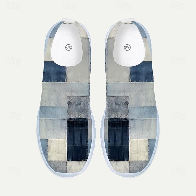 Men's Sneakers Loafers & Slip-Ons Casual Shoes Print Shoes Flyknit Shoes Running Fitness & Cross Training Shoes Walking Sporty Casual Athletic Daily Knit Breathable Massage Comfortable Blue Purple 8