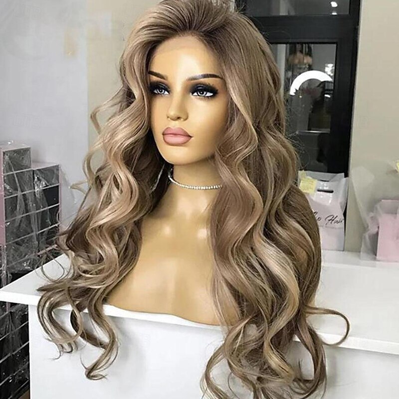 Unprocessed Virgin Hair 13x4 Lace Front Wig Free Part Brazilian Hair Wavy Multi-color Wig 130% 150% Density Highlighted / Balayage Hair 100% Virgin  Pre-Plucked For Women Long Human Hair Lace2