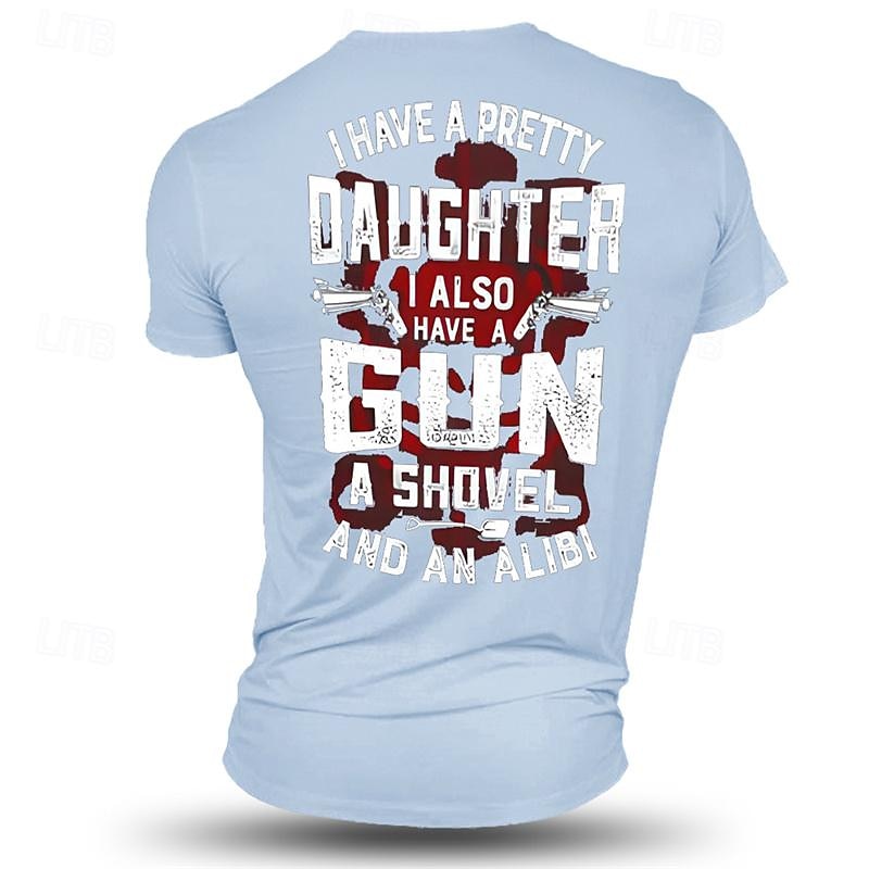 Men's Gun T Shirt Tee Top Cotton Short Sleeve Graphic Shirt Black Light Blue Comfortable Tee Sports Outdoor Holiday Fashion Designer Clothing4