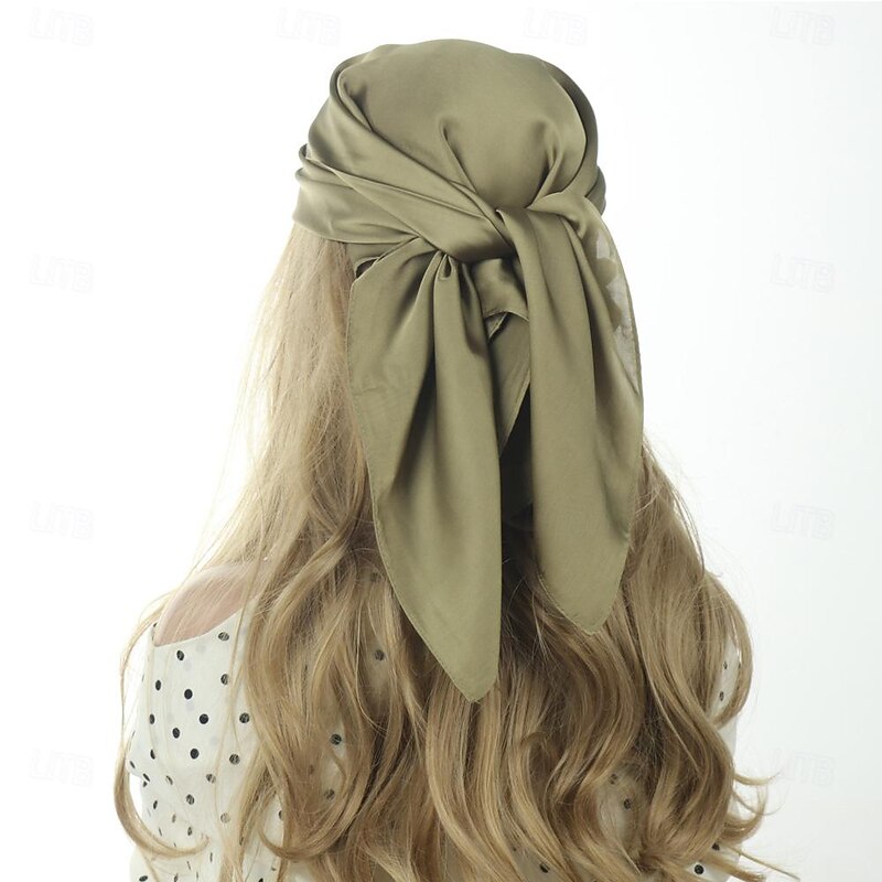 Head Hair Scarf Like Satin Silk Scarf Sleeping Hair Wrapping for Kings Day Casual Daily Orange Solid Color 27.5" for Women3