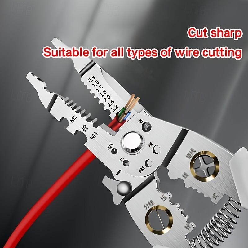 Wire Stripper, Multifunctional Metal Lock Cutting Sharp Wire Cutting Pliers, Used For Household Appliance Repair, Mechanical Repair, Electrician Wire Cutting, Crimping, Splitting, Winding