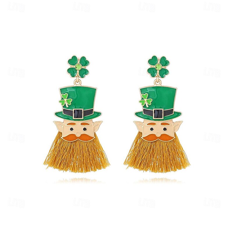 Shamrock Irish Halloween Masquerade Earrings Cosplay Adults' Women's Carnival Masquerade Saint Patrick's Day Party Masquerade Easy Halloween Costumes Dress Up