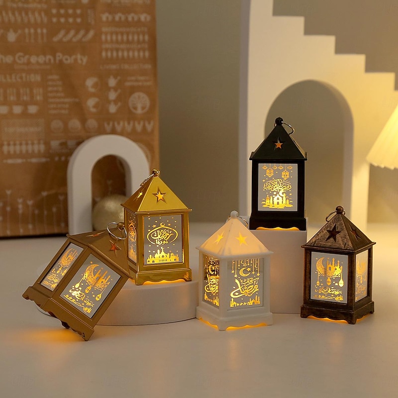Ramadan Handheld Lanterns Candlesticks Wind Lamps Electronic Candles Festive Decorations Atmosphere Props 1PC2