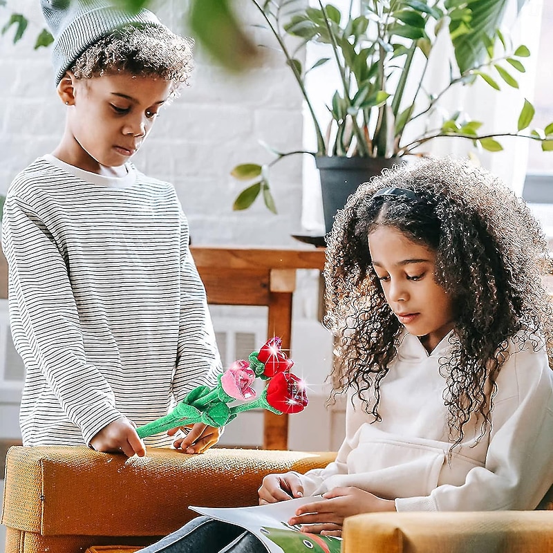 Women's Day Gifts 10 Pcs Plush Rose Flower Stuffed Rose Flower Bendable Stems Plush Bouquet Toy Soft Mother's Day Gifts for MoM3