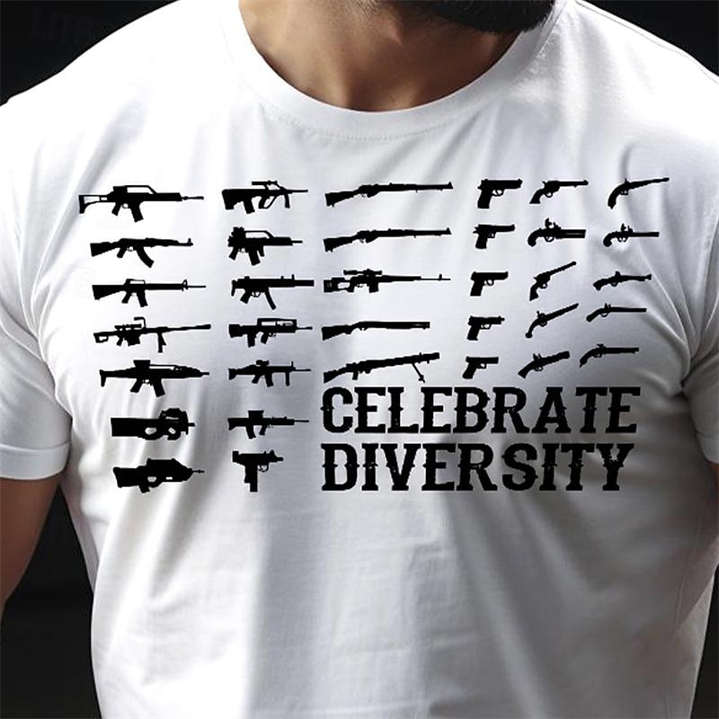 Men's Graphic T-Shirt - Diverse Firearms & Guns 'Celebrate Diversity' Short Sleeve Tee3