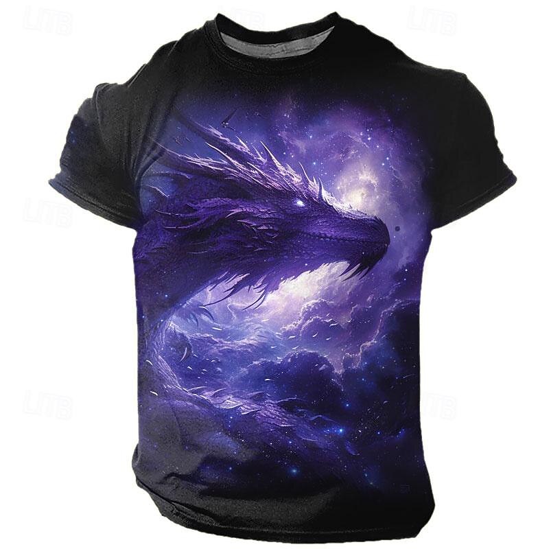 Men's Graphic Animal Dragon T Shirt Short Sleeve T shirt 3D Print Crew Neck Shirt Designer Casual Subculture Sports Outdoor Holiday Going out Blue Sky Blue Red Spring & Summer Clothing Apparel S M L