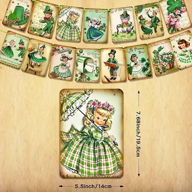 St. Patrick 's Day Decorations Vintage St. Patricks Day Banner Shamrock Clover St. Patrick 's Day Garland Irish Party Supplies Lucky Shamrock St. Patrick 's Day Sign for Holiday Home Decor3