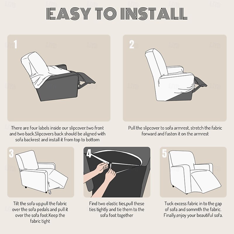 Jacquard Recliner Covers 1 Piece, Stretch Reclining Chair Covers for 1 Seat Reclining Sofa, Single Seat Recliner Couch Cover very Soft, Machine Washable3