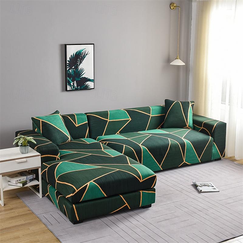 Geometric Printed Sofa Cover Stretch Slipcovers Soft Durable Couch Cover 1 Piece Spandex Fabric Washable Furniture Protector fit Armchair Seat/Loveseat/Sofa/XL Sofa/L Shape Sofa 15