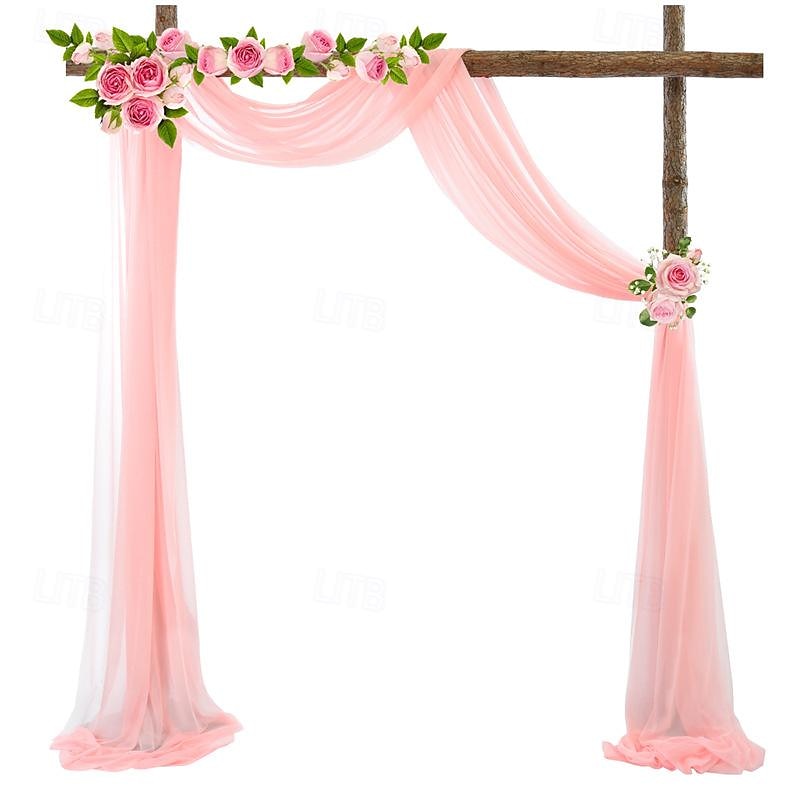 75*600cm Arched Door Gauze Curtain Outdoor Forest Lawn Wedding Decoration Hanging Curtain Wedding Decoration Cloth Curtain Pearl Chiffon Curtain3