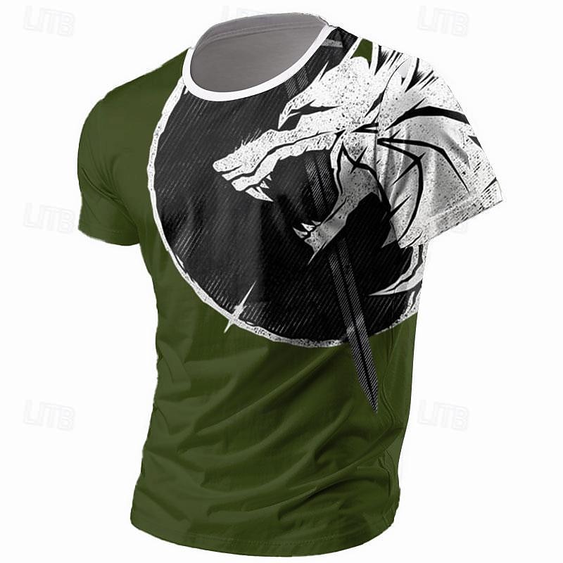 Men's Graphic Wolf T Shirt Short Sleeve T shirt 3D Print Crew Neck Shirt Retro Vintage Casual Street Style Sports Outdoor Holiday Going out Black White Blue Spring & Summer Clothing Apparel S M L XL3